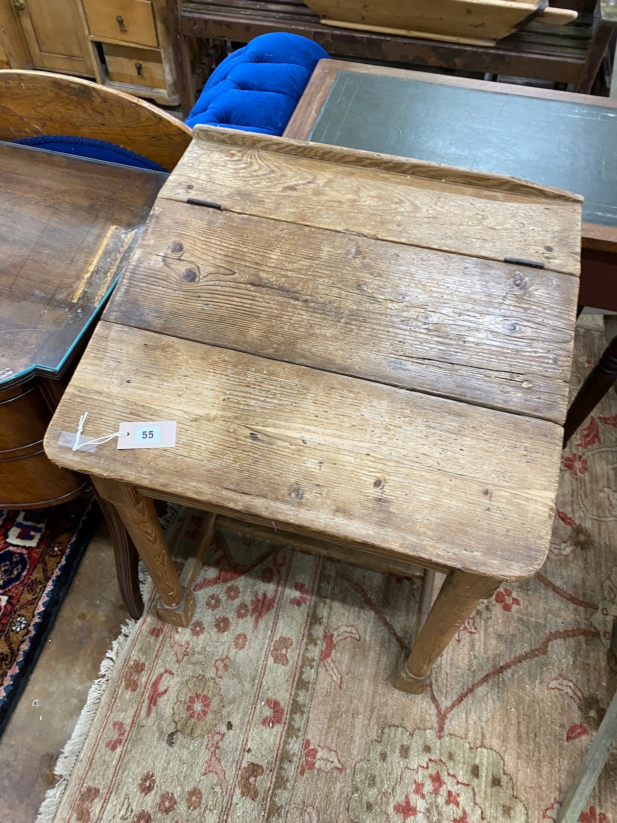 A Provincial pine drop flap clerk's desk, width 61cm, depth 59cm, height 86cm
